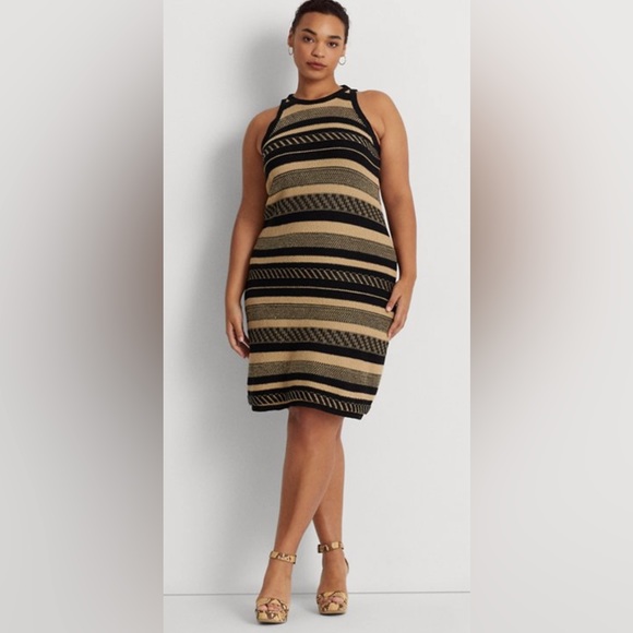 Lauren Ralph Lauren Sleeveless Striped Sweater Dress Size 2XL - Picture 1 of 4